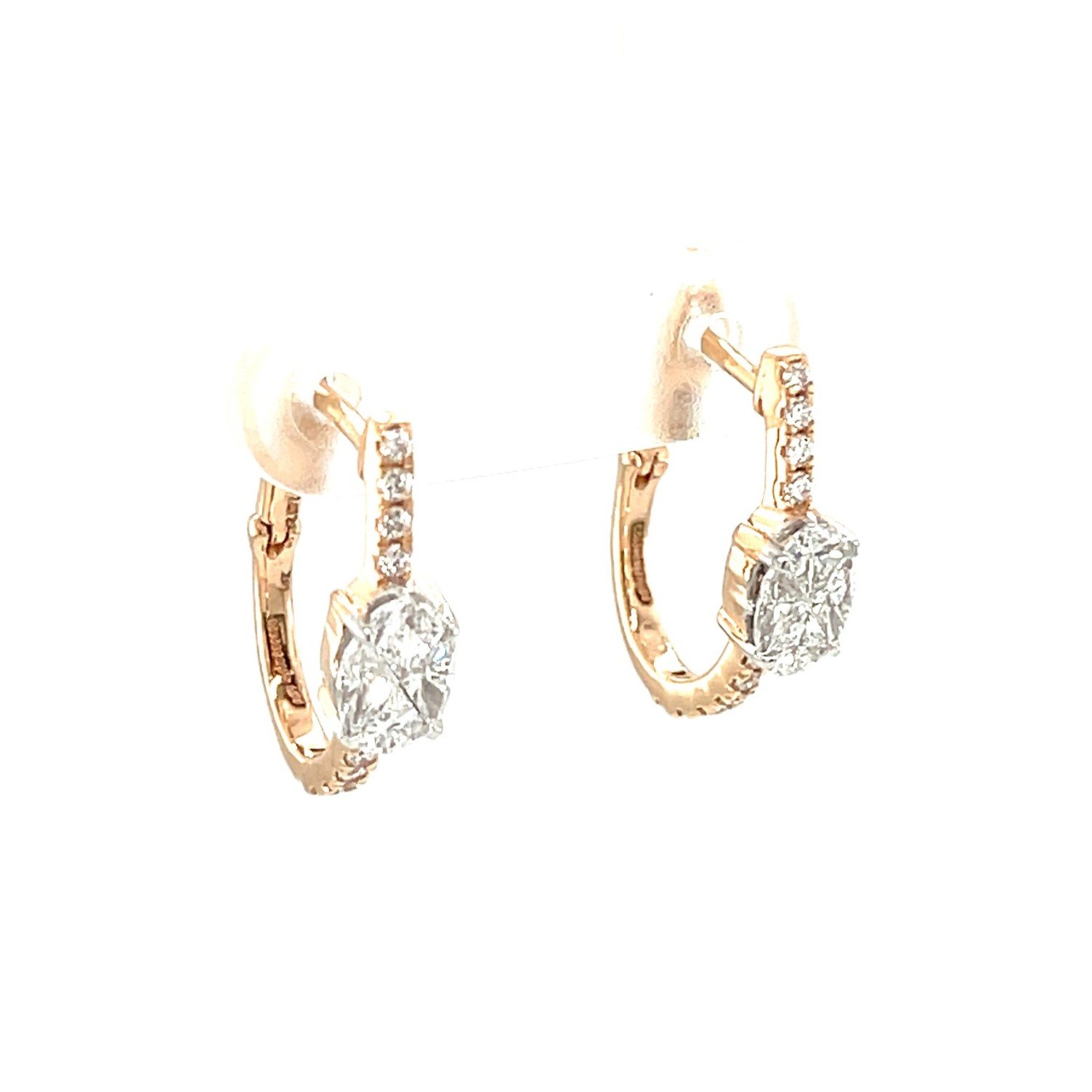 Radiant Oval Diamond Hoop Earrings in Rose Gold